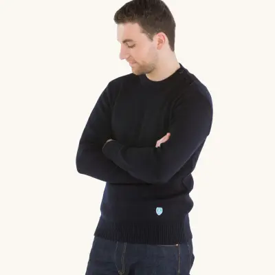 Pull 100% pure laine Marine, mixte