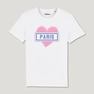 T-SHIRT COTON BIO IMPRIMÉ - COEUR PARIS - BLANC