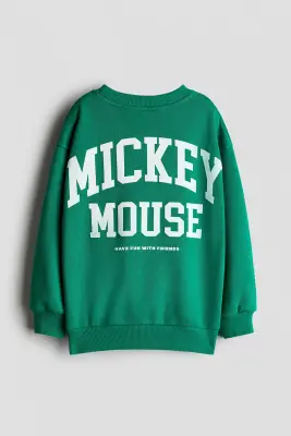 Sweat imprimé à l'intérieur brossé - Vert/Mickey