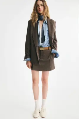 Blazer à fermeture croisée - Taupe/motif pied-de-poule