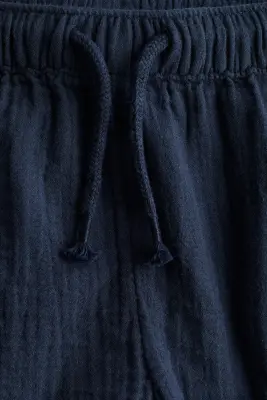 Short en mousseline de coton - Bleu foncé