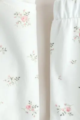 Pyjama imprimé à bords volantés - Blanc/fleuri