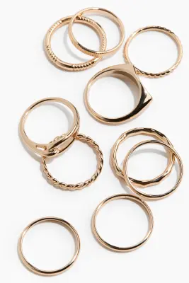 Lot de 10 bagues - Doré