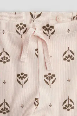 Legging en coton côtelé - Rose clair/motif