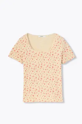 T-shirt pointelle fleurette