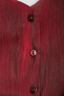 Robe en organza avec nœud - Rouge foncé