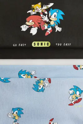 Lot de 2 pyjamas imprimés en coton - Noir/Sonic le Hérisson