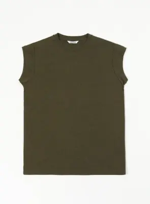Sleeveless T-Shirt in Olive Eucalyptus & Cotton