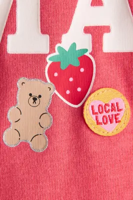 T-shirt en coton avec applications - Rose corail/Le Marais