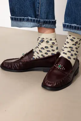 Chausettes pailletées léopard