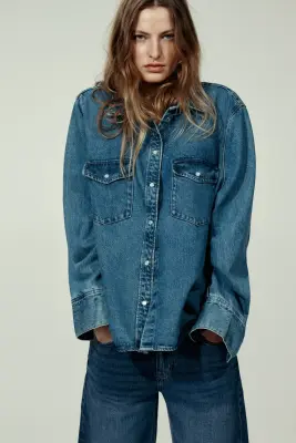 Wide High Waist Jeans - Bleu denim foncé