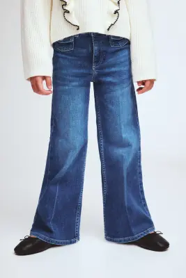Wide Leg Jeans - Bleu denim