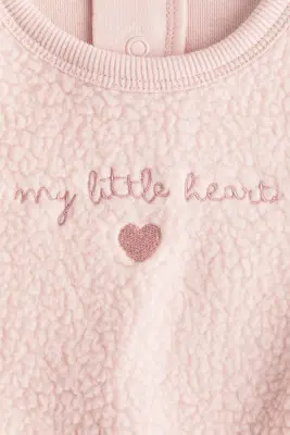 Ensemble 2 pièces en tissu Teddy bear et jersey - Rose clair/My Little Heart