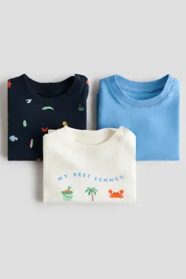 Lot de 3 T-shirts en coton - Bleu/My Best Summer