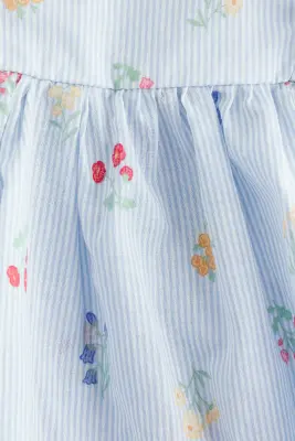 Robe volantée avec body intégré - Bleu clair/fleuri