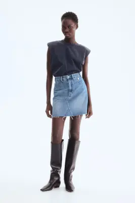 Jupe trapèze en denim - Bleu denim