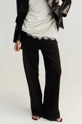 Wide High Waist Jeans - Marron foncé