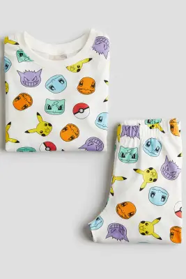 Pyjama imprimé en jersey de coton - Blanc/Pokémon
