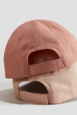 Lot de 2 casquettes en twill de coton - Rose ancien