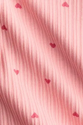 Ensemble imprimé 2 pièces en coton - Rose clair/cœurs