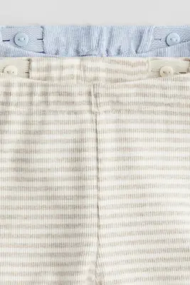 Lot de 2 shorts en jersey de coton - Bleu clair/rayé