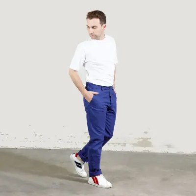 Pantalon à pinces en croisé coton bio 1G/264