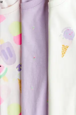 Lot de 3 T-shirts imprimés - Violet clair/glace