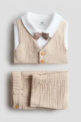Ensemble habillé 2 pièces - Beige clair/blanc