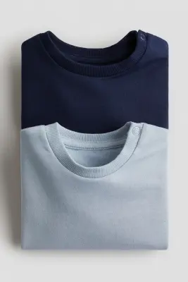 Lot de 2 sweats en coton - Bleu marine/bleu clair