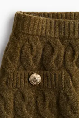 Minijupe en maille torsadée - Vert kaki foncé