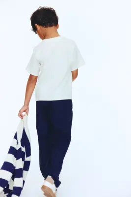 Pantalon en lin mélangé - Bleu marine