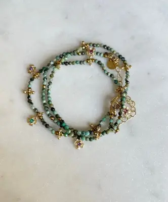 Nouveau ! ROOM SERVICE JEWELRY Collier Lucky Turquoise Africaine