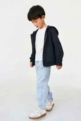 Jean effilé en coton mélangé - Bleu denim clair