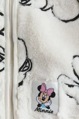 Veste en tissu Teddy bear avec motifs brodés - Crème/Minnie