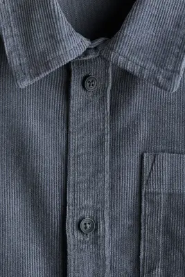 Chemise en velours de coton côtelé - Bleu acier