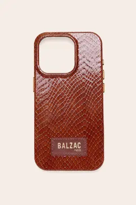 Coque de téléphone cognac embossé Native Union x BP