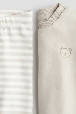 Ensemble 2 pièces avec sweat et legging - Beige clair/ours