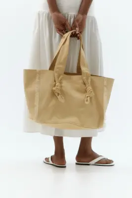 Tote bag avec détails noués - Jaune ancien