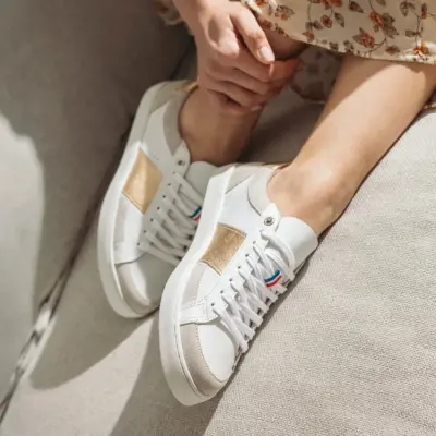 Baskets Hiba Blanc Or