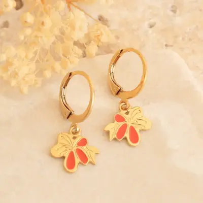 Boucles d'Oreilles Nymphea Corail