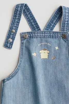 Salopette short en denim imprimé - Bleu denim/Pompompurin