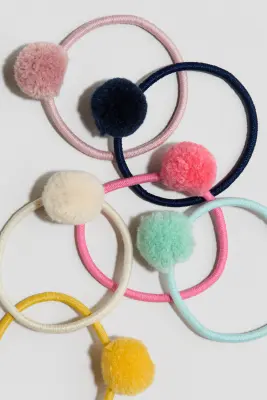 Lot de 6 élastiques à cheveux - Jaune/rose/turquoise
