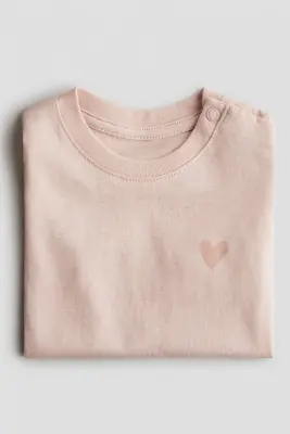 T-shirt en jersey de coton - Rose ancien clair/cœur