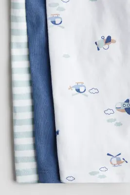 Lot de 3 pyjamas en coton - Bleu/turquoise