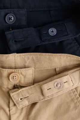 Lot de 2 chinos en twill de coton - Beige/bleu marine