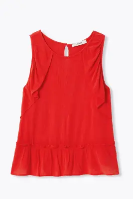 Top volanté uni Femme