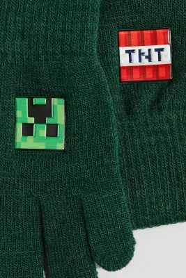 Gants avec application - Vert foncé/Minecraft