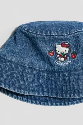 Bob en denim avec broderie - Bleu denim/Hello Kitty
