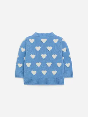Gilet en laine - Bleu/Cœurs
