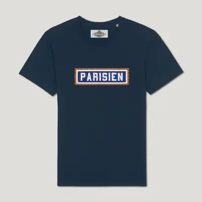 T-SHIRT COTON BIO BRODÉ - PARISIEN - NAVY